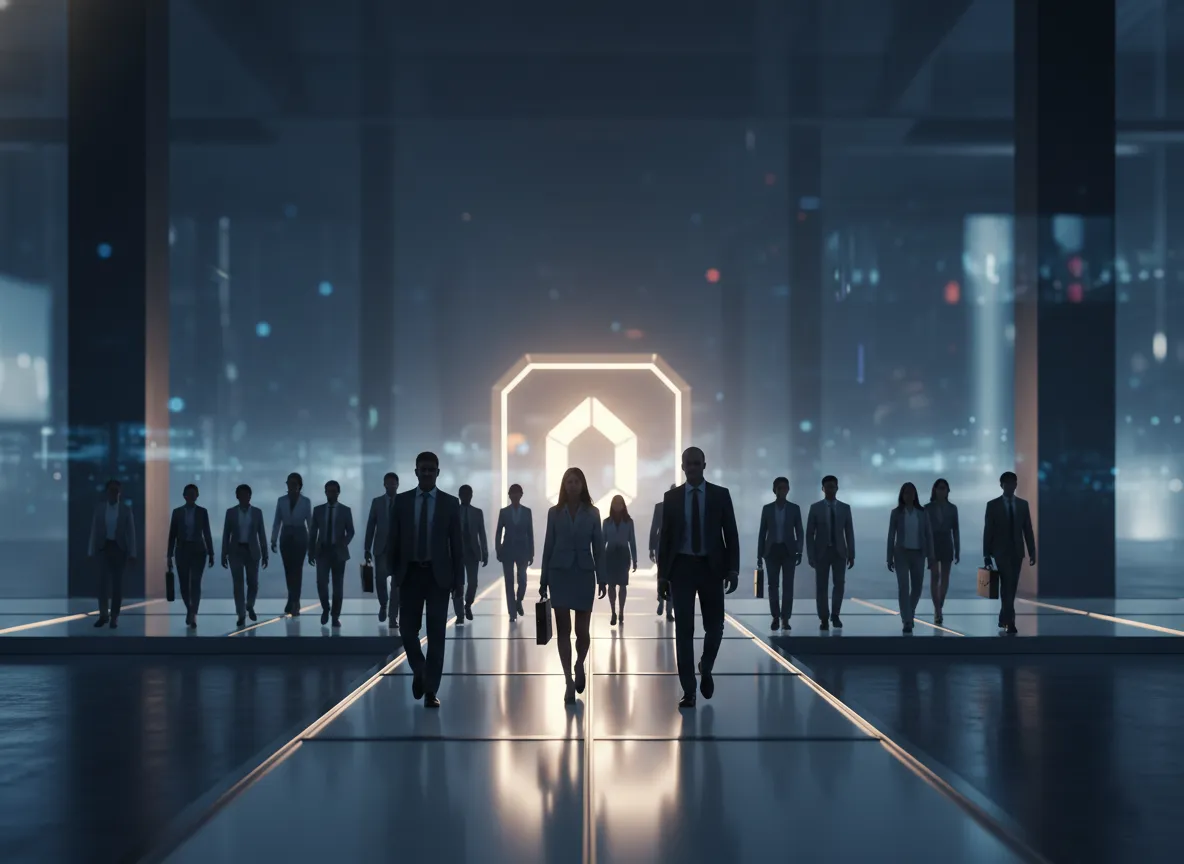 Two colleagues collaborating in a modern office setting